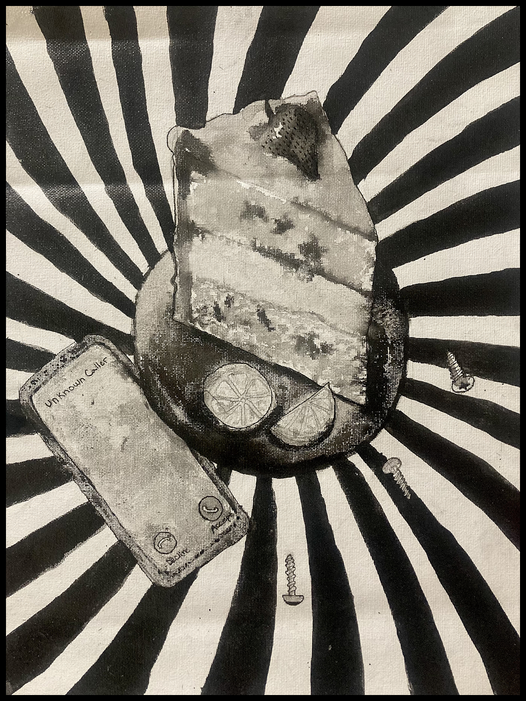 Lost-Screws India-Ink/Canvas-Paper 15inx10in